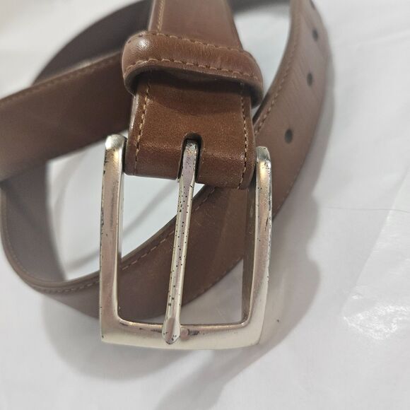Allen Edmonds Brown Leather Belt Sz 38 Brass Buckle the Casual Belt 96630 - Picture 3 of 7